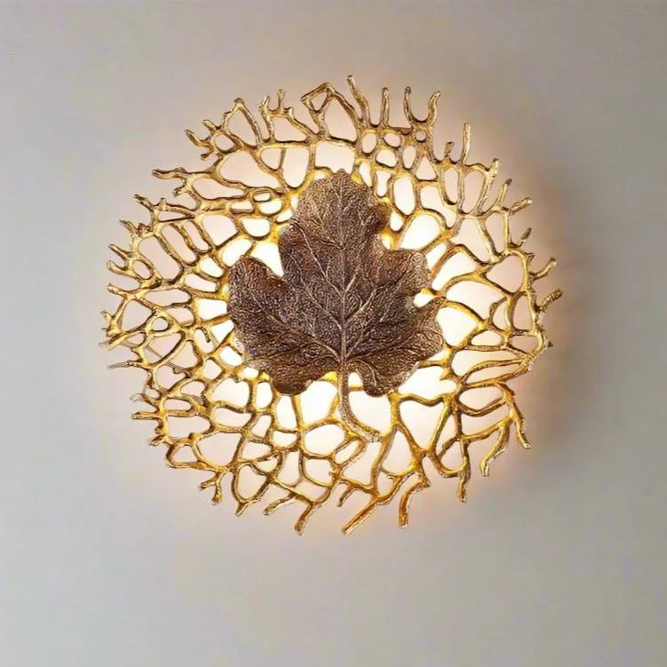Hand-gilded Brass Leaf Wall Sconce | 3 Sizes Dining Room Pair Entrance Light G9 Gold Finish Casalola Lights Luxury