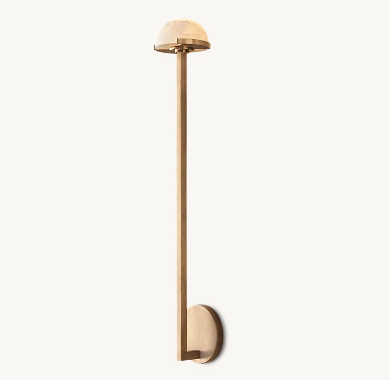 Brass and Alabaster Wall Sconces – Modern Gold Linear Lamp for Bedroom or Hallway
