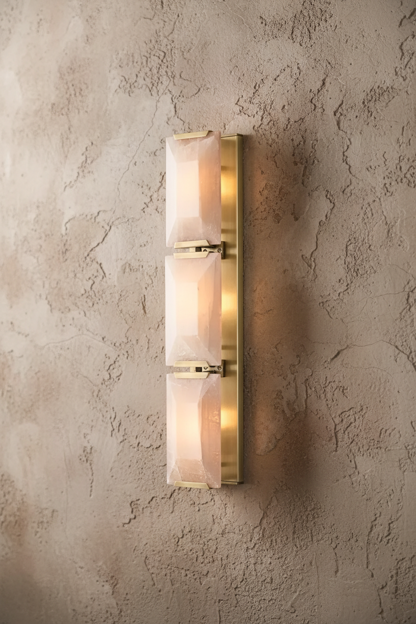 Triple Copper and Calcite Wall Sconce for Bathroom Vanity & Hallway Lighting Casalolalights Luxury Lamps Interior