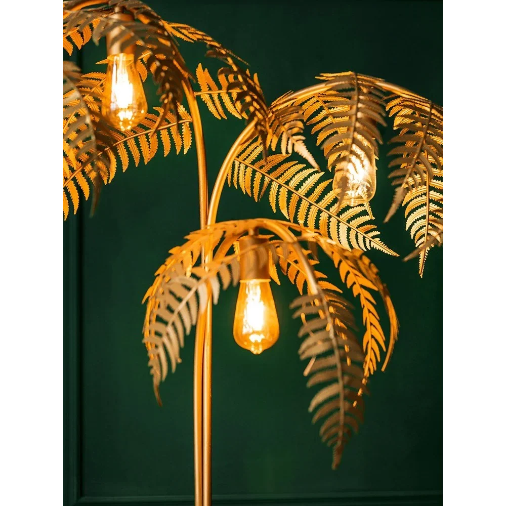 Gold Palm Tree Floor Lamp Stainless Steel | 186cm Tall Weighted Base Integrated Led Entryway Sculpture Casalola Lights