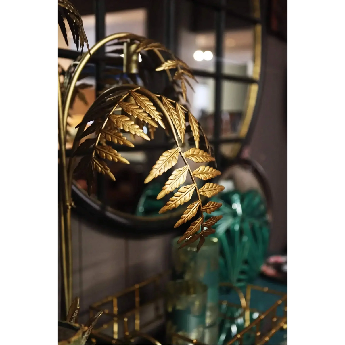 Gold Palm Tree Floor Lamp Stainless Steel | 186cm Tall Weighted Base Integrated Led Entryway Sculpture Casalola Lights