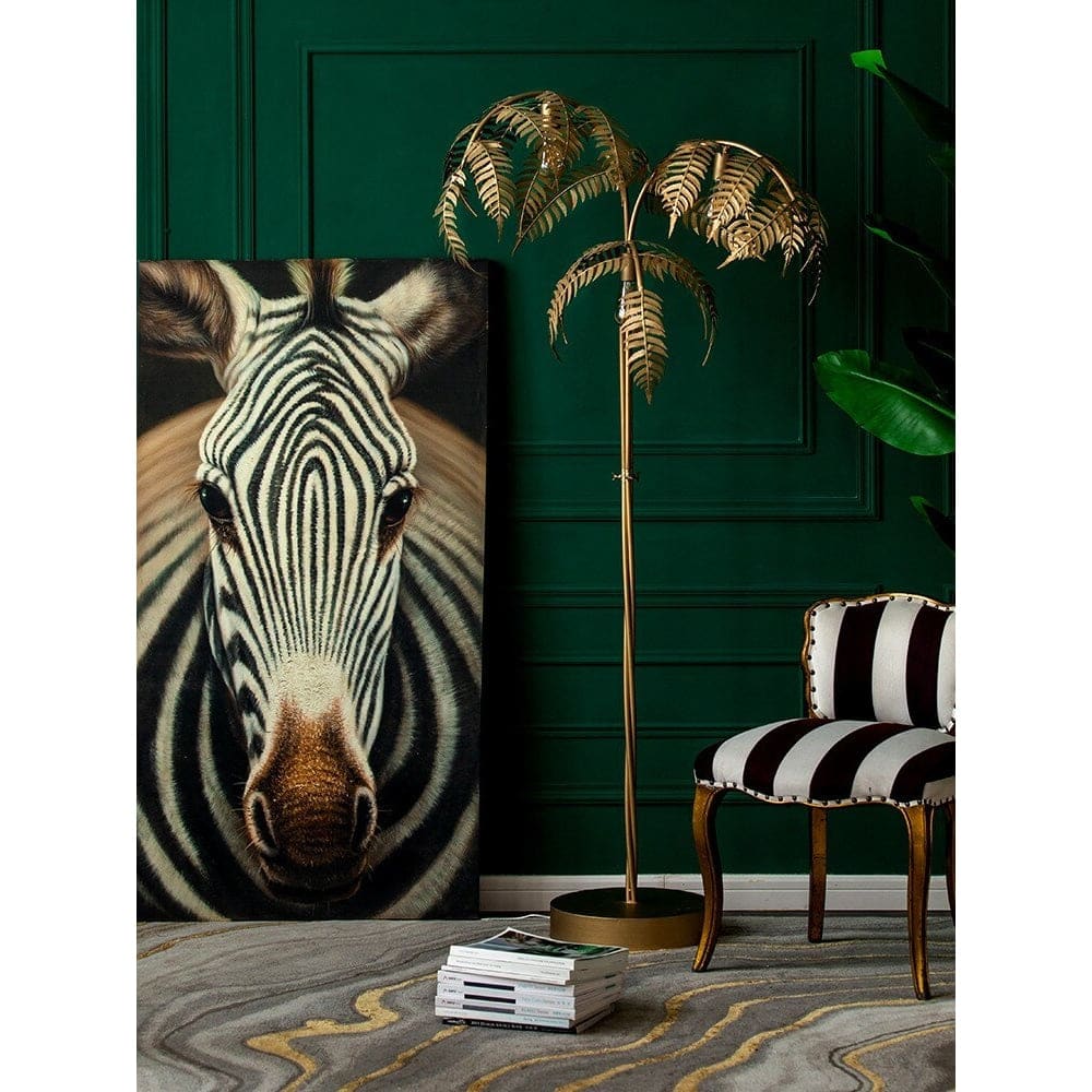 Tall Floor Lamp | Gold Palm Tree - Hollywood Regency Lighting for Living Room - Lamps