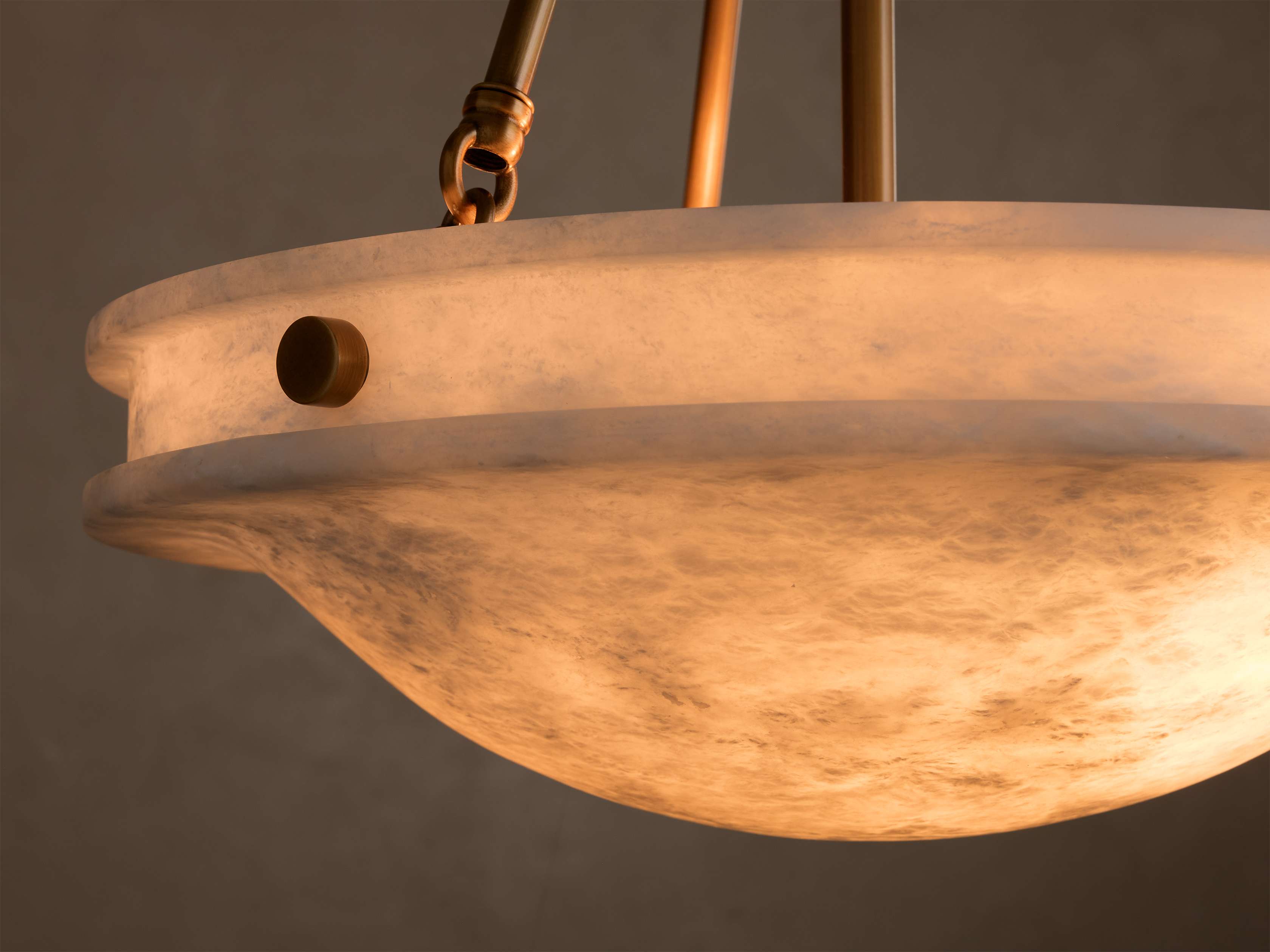 Large Alabaster and Antique Brass Semi Flush Ceiling Light Natural Stone Dining or Living Room Fixture Casalolalights