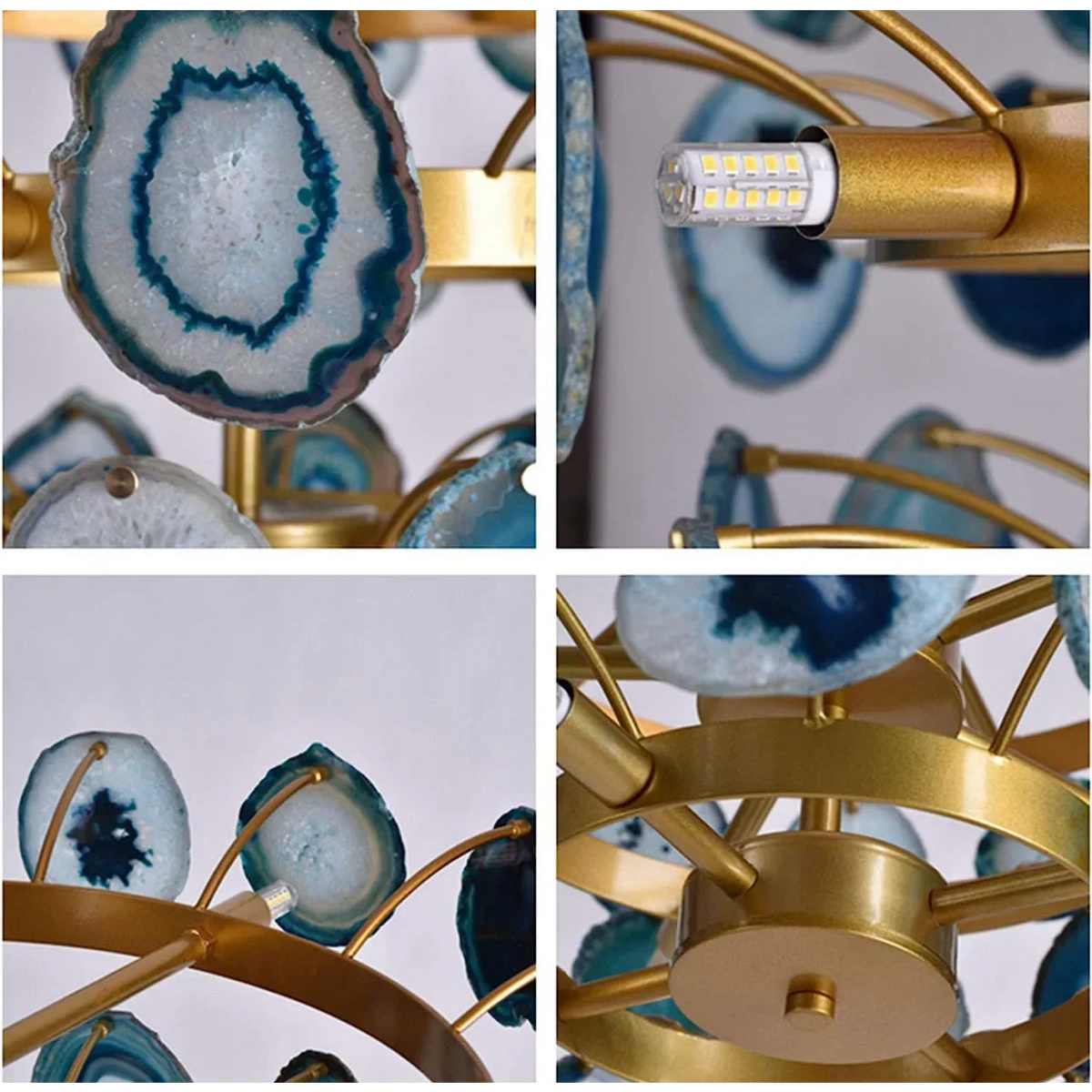 Genuine Green Agate Chandelier Brass | Semi Flush where a Cannot Hang 15 or 18 Light Casalola Lights Luxury Lamps