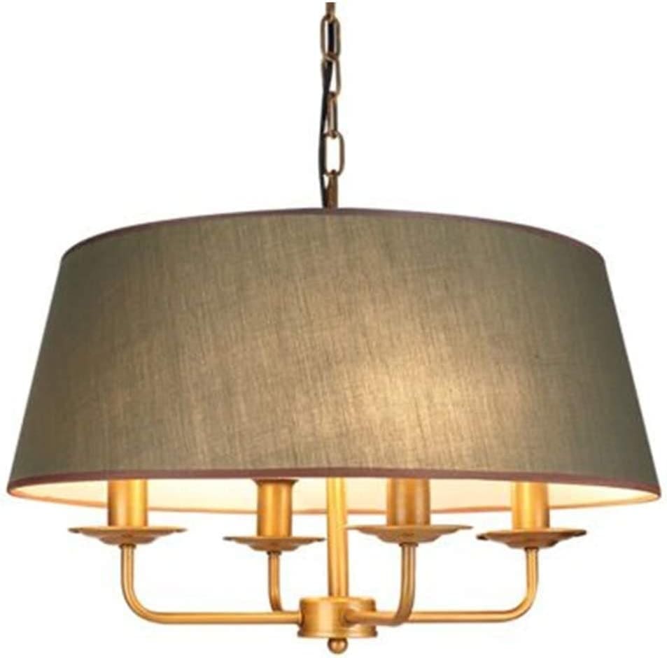 Drum Vintage Chandelier Green Fabric for Living Room - Chandeliers