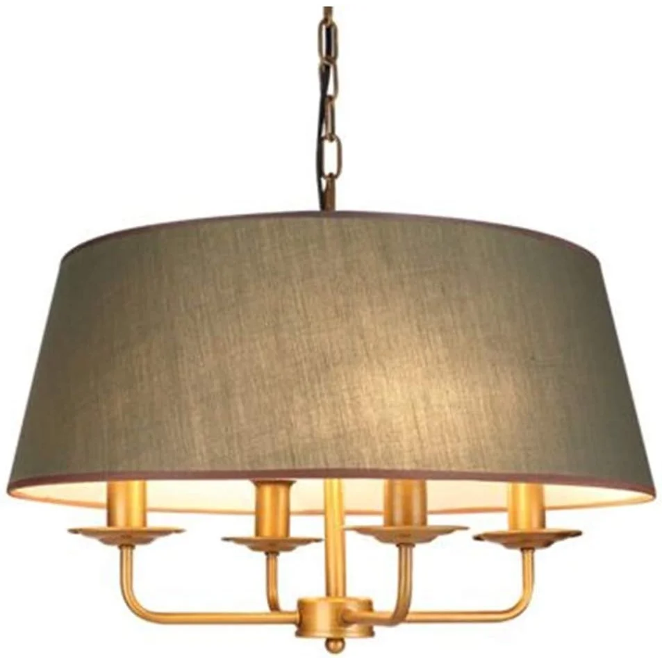 Drum Vintage Chandelier Green Fabric for Living Room