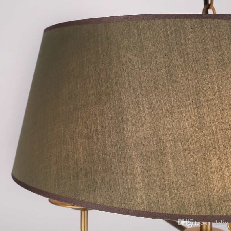 Drum Vintage Chandelier Green Fabric for Living Room - Chandeliers