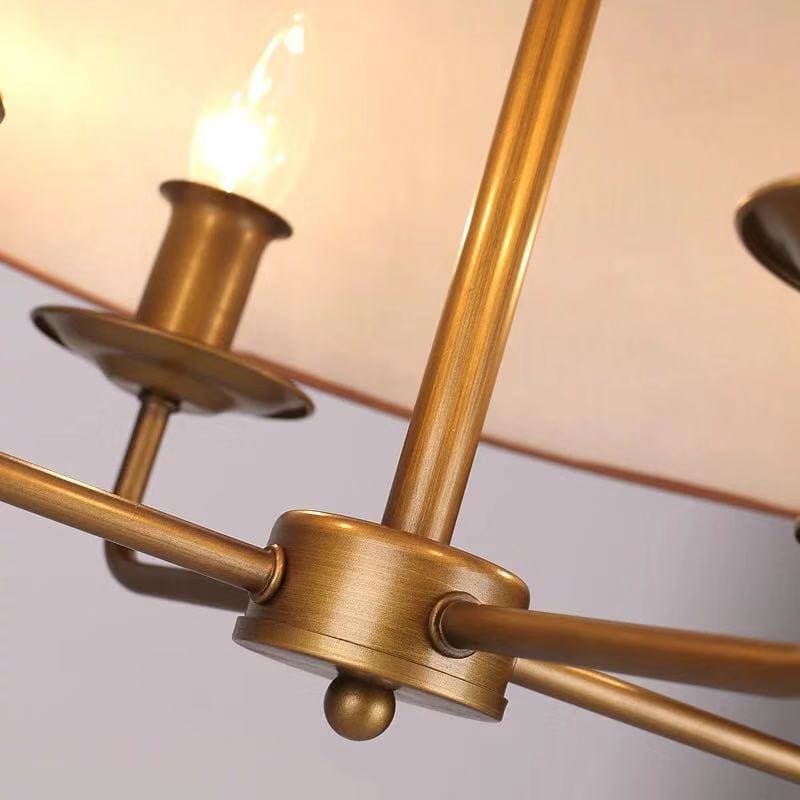 Drum Vintage Chandelier Green Fabric for Living Room - Chandeliers