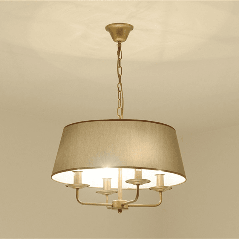 Drum Vintage Chandelier Green Fabric for Living Room - Chandeliers