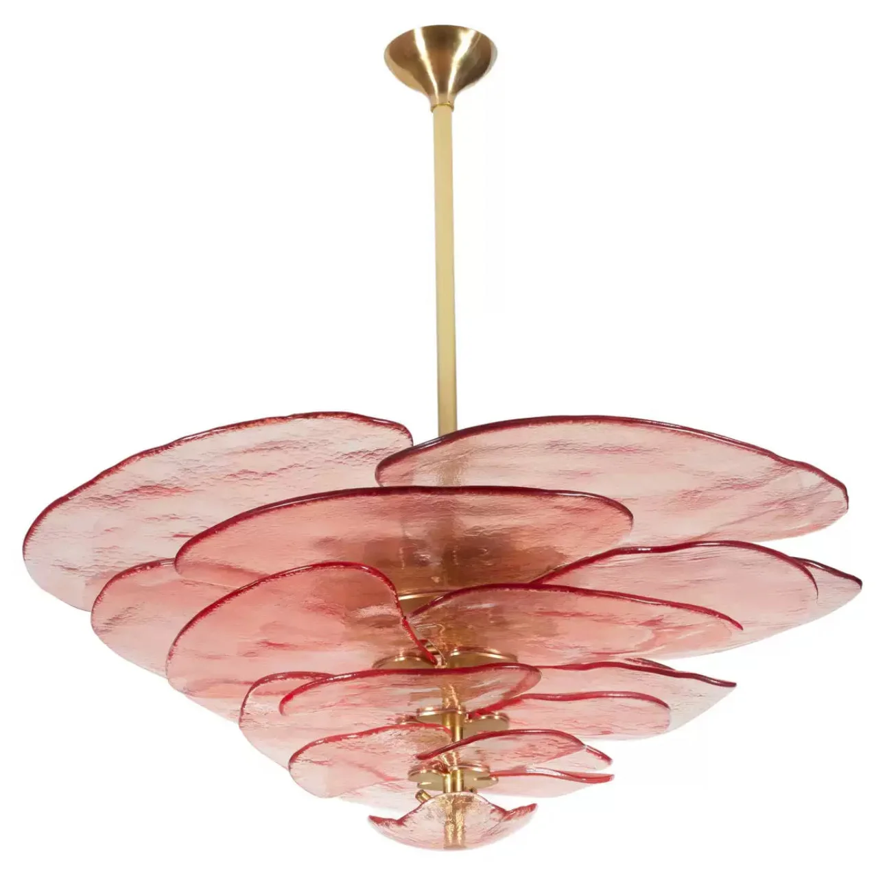 Fiore Green Glass Chandelier | Sculptural Floral Art Deco Pendant | Hand Formed Statement Light for Atrium or Gallery