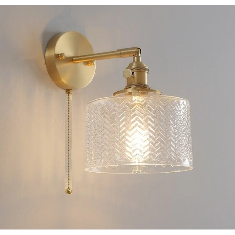 Green Glass Antique Wall Sconces with Pull Chain | Lamp for Bedroom Living Room