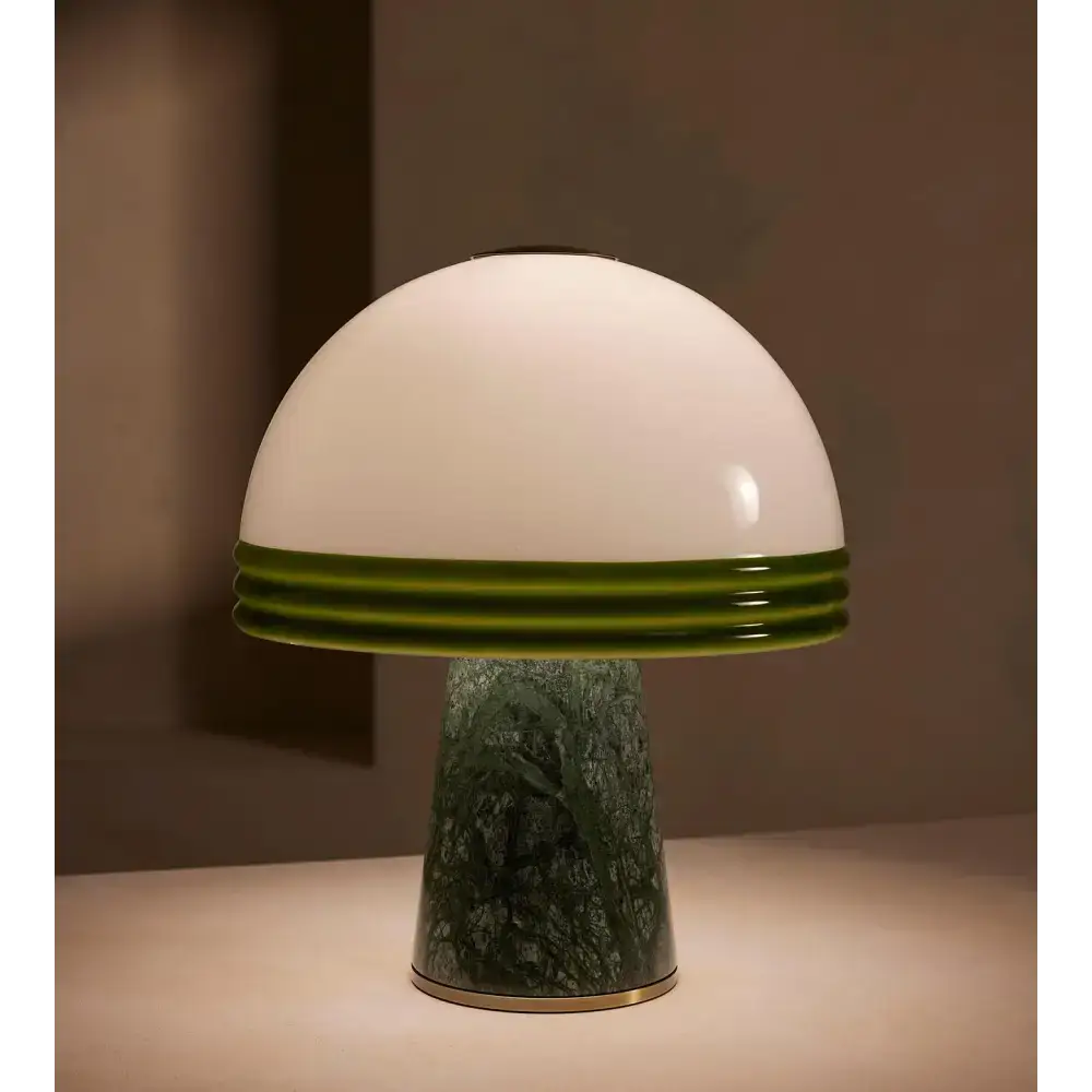 Green Marble Dome Table Lamp | Art Deco-inspired Lighting - Lamps