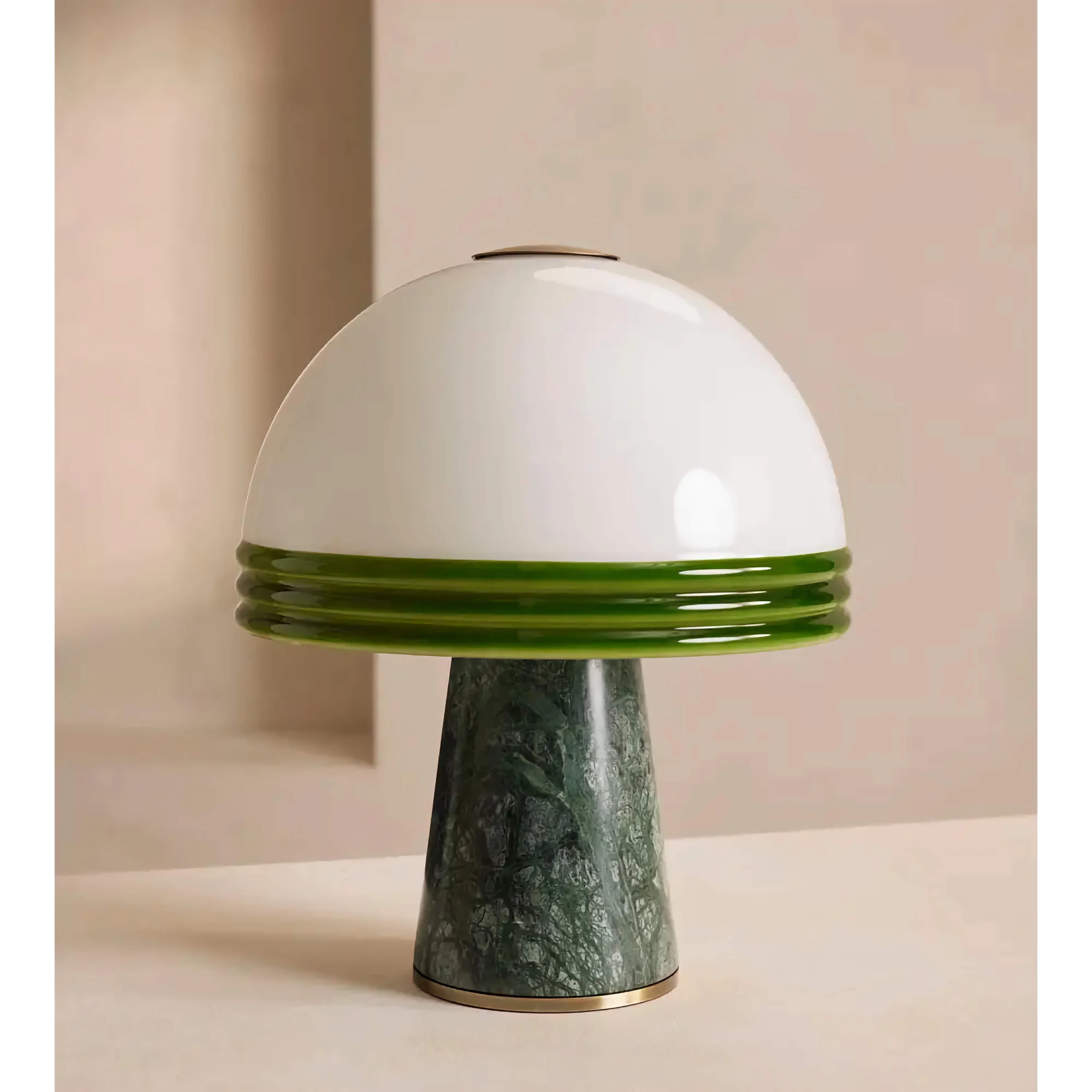 Green Marble Dome Table Lamp | Art Deco Inspired Lighting