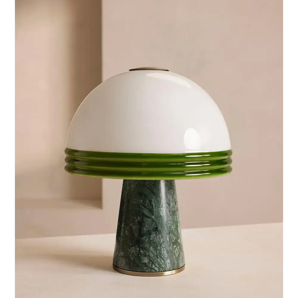 Green Marble Dome Table Lamp | Art Deco-inspired Lighting - Lamps