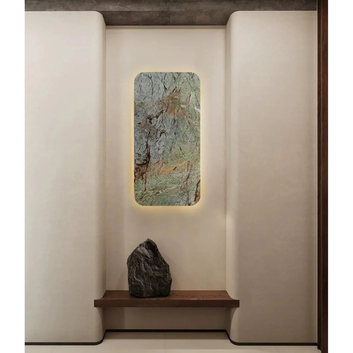 Large Green Marble Wall Sconce | Low Profile Feature Light 65 or 80cm Stair 2700k Led Casalola Lights Luxury Lamps