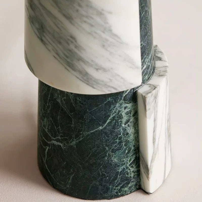 Green Marble Table Lamp for Console and Living Room | Tiered Stone Linen Shade 57 Cm Casalola Lights Luxury Lamps