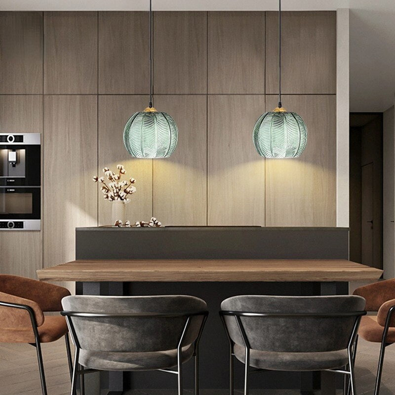 Modern Luxe Green Glass Pendant Light for Kitchen Island Dining Room Bar Restaurant - Lamps