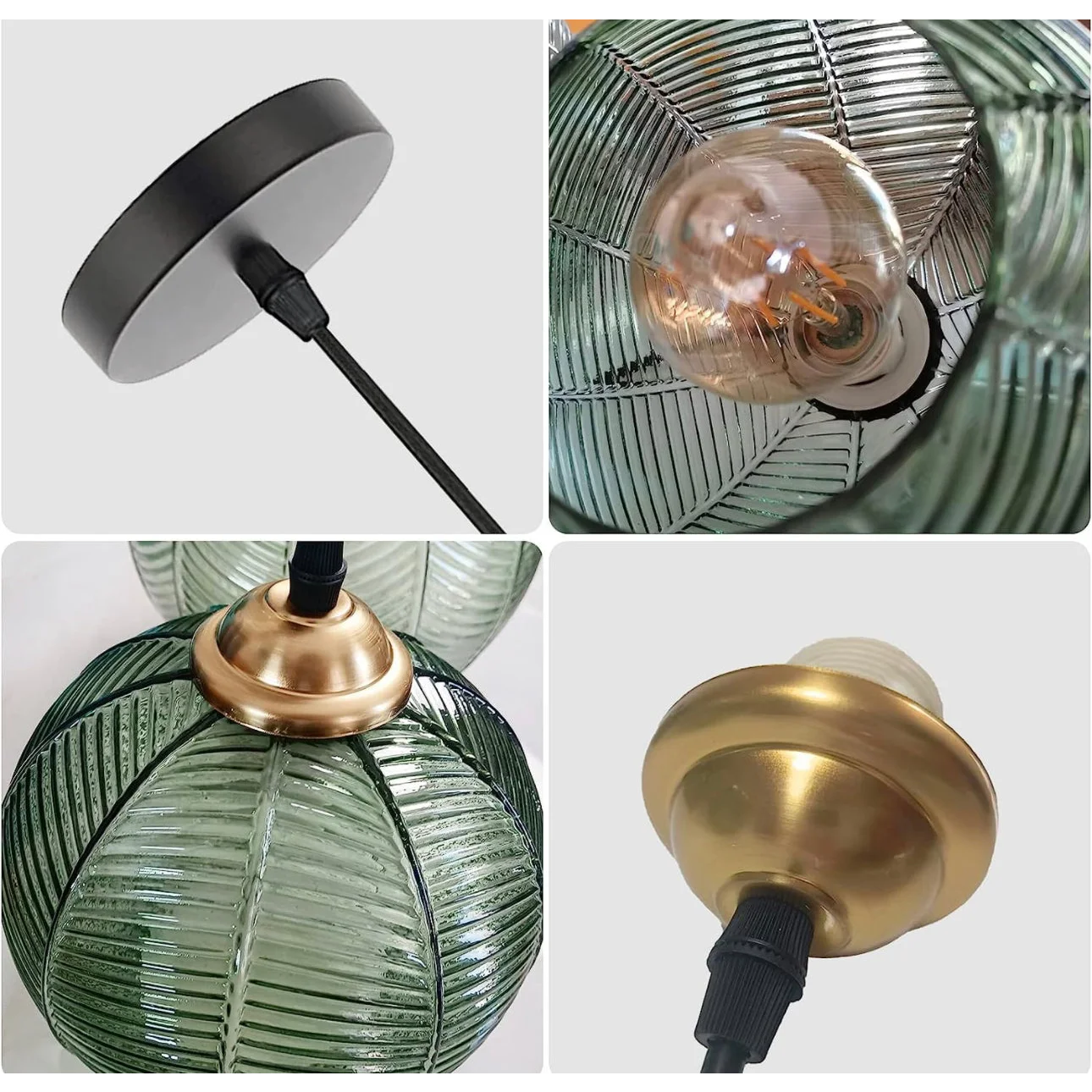 Modern Luxe Green Glass Pendant Light for Kitchen Island Dining Room Bar Restaurant