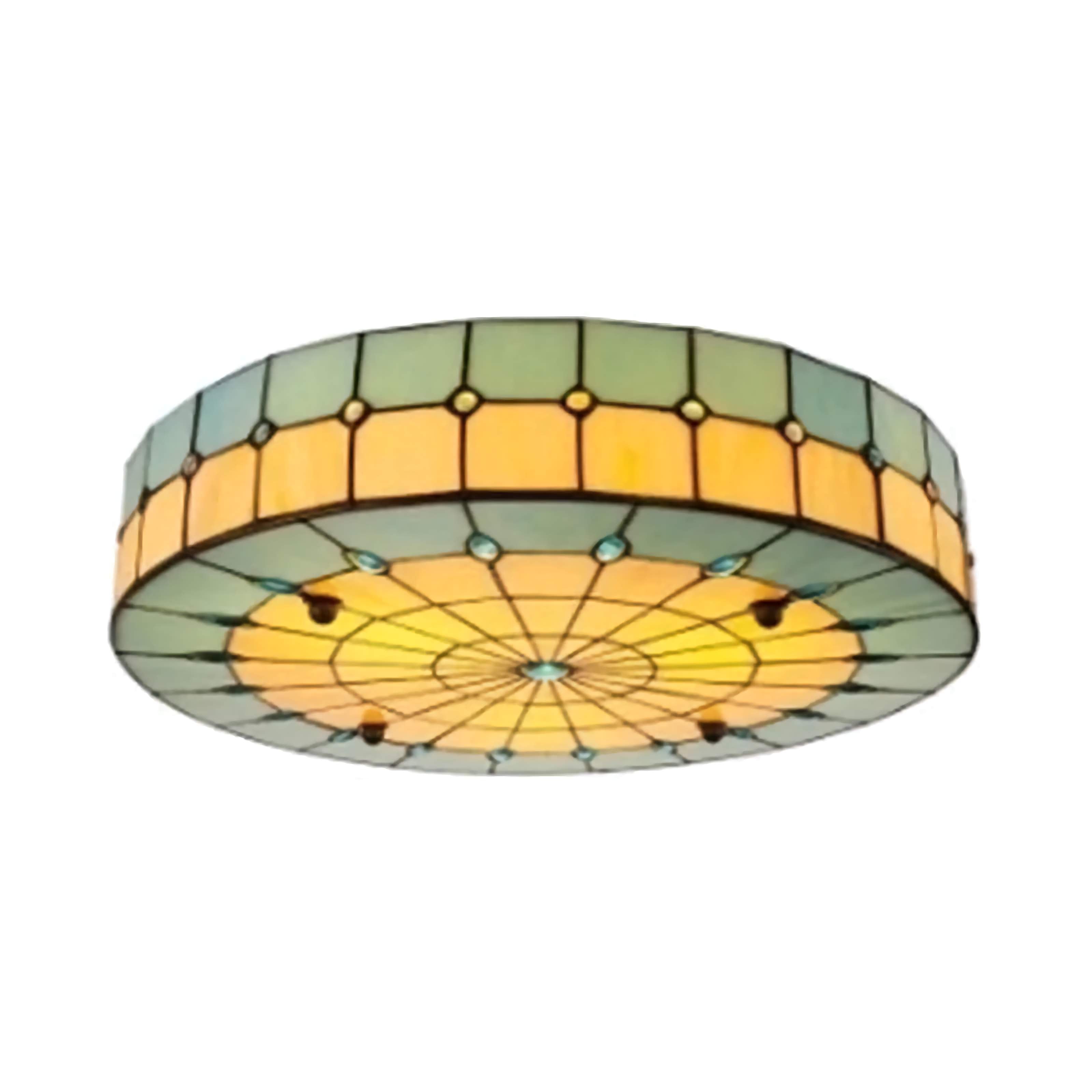 Green Tiffany Ceiling Lamp 30-50cm | Stained-glass Art Nouveau Flush Mount Living Dining & Bedroom Casalolalights