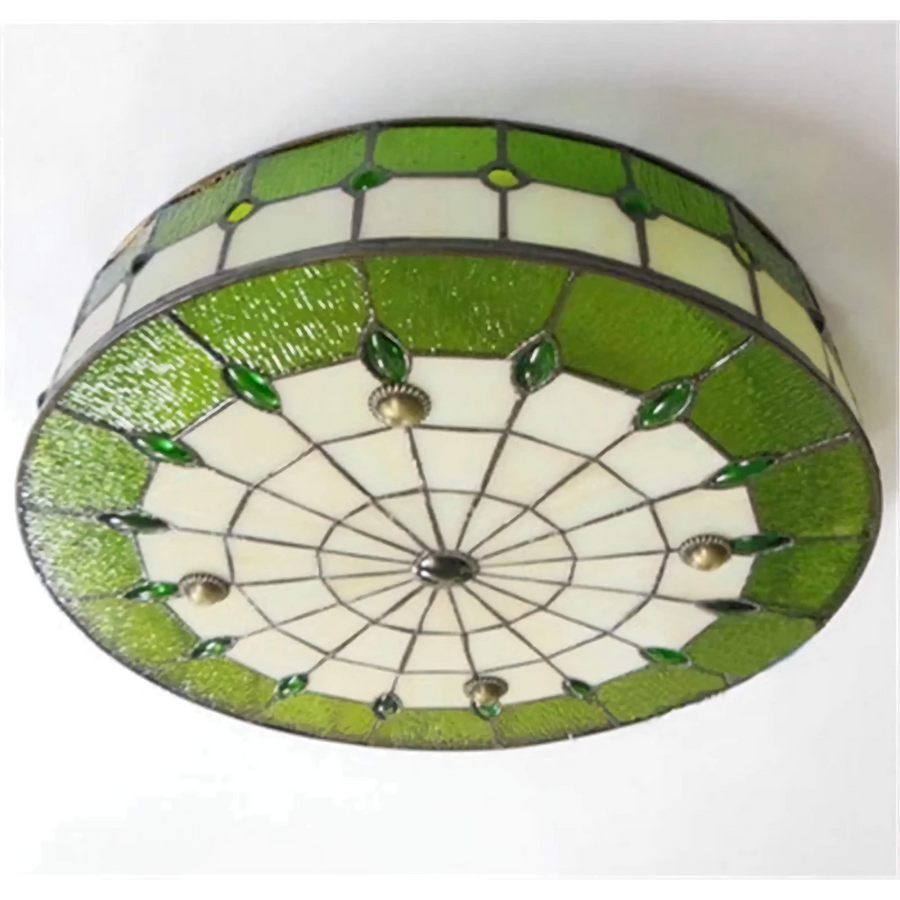 Green Tiffany-Style Ceiling Lamp