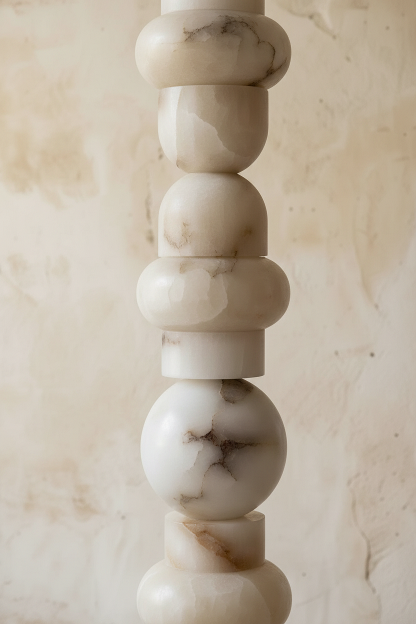 Genuine Alabaster Totem Floor Lamp | Glowing Stone Column Dimmable Option Narrow 28cm Profile 2700k Casalola Lights