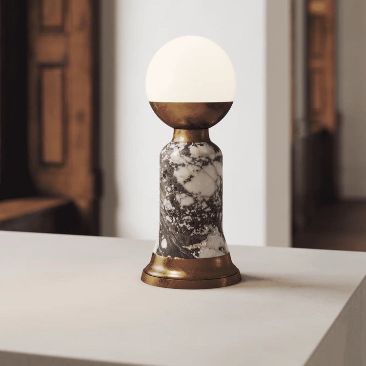 Art Deco Grey Marble Lamp | Copper Table | Modern Desk for Console Living Room Casalolalights Luxury Lamps for Interior