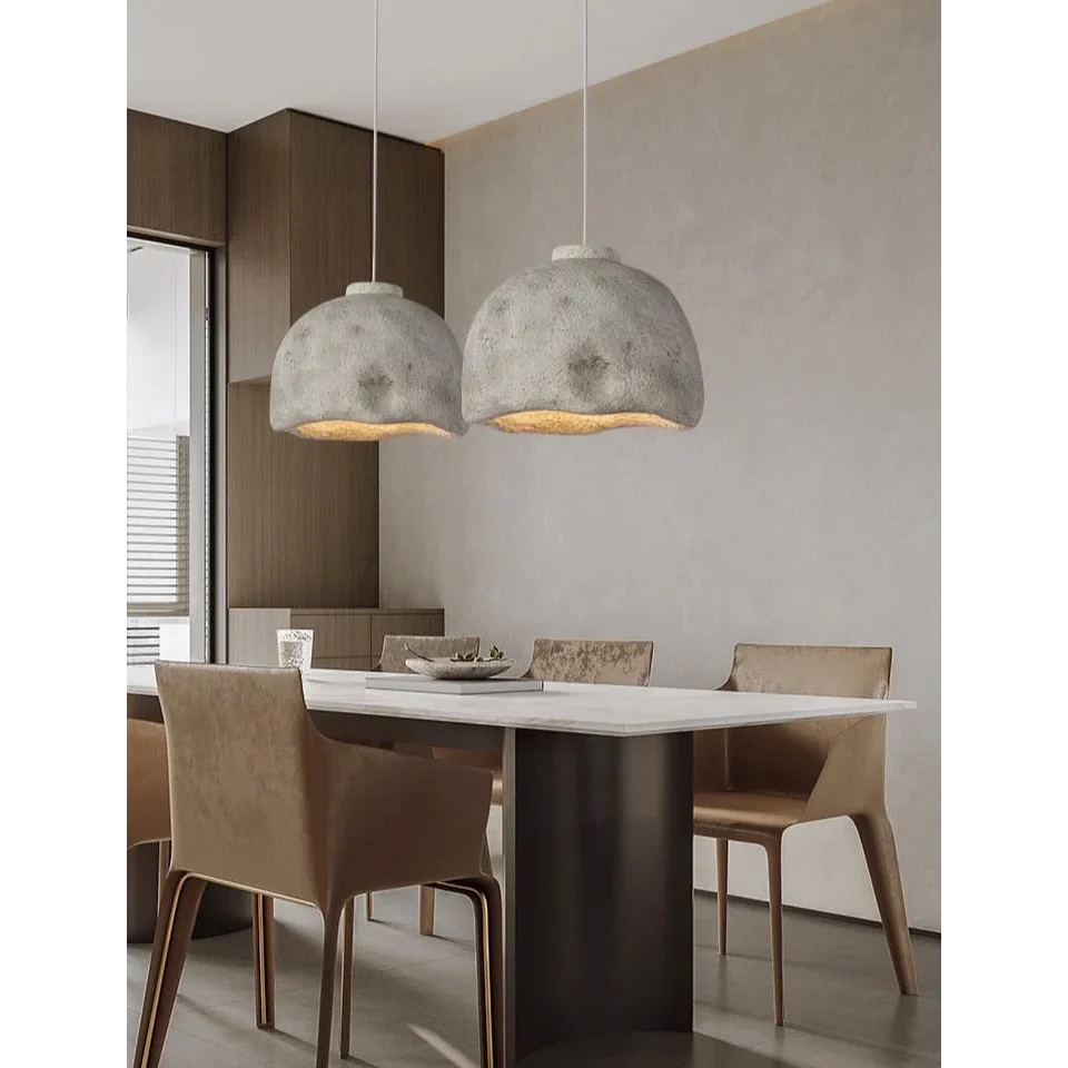 Grey Wabi-sabi Pendant Light 30-45cm | Textured Resin Hanging Lamp Japandi Minimalist Dining & Bedside Casalolalights