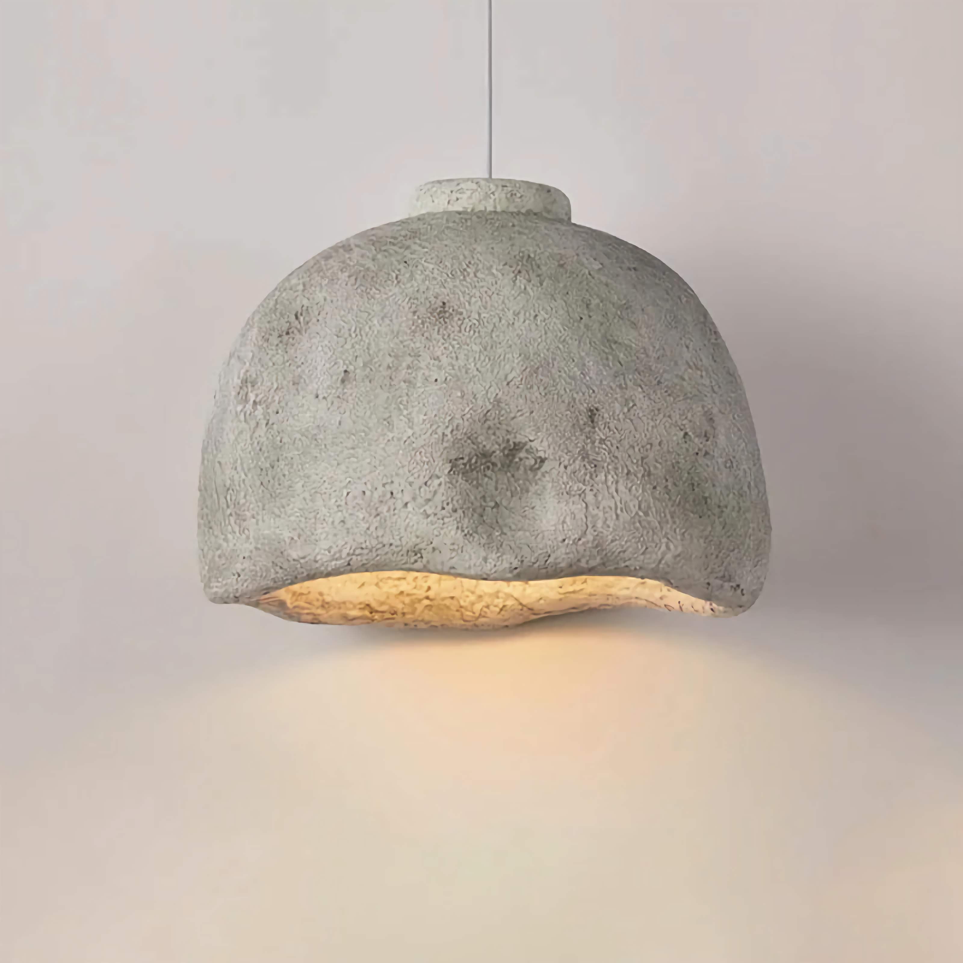 Grey Wabi-sabi Pendant Light 30-45cm | Textured Resin Hanging Lamp Japandi Minimalist Dining & Bedside Casalolalights