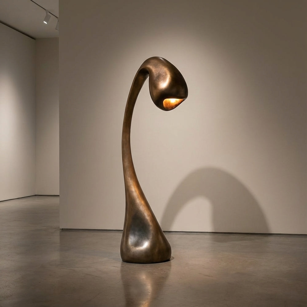 Dark Resin Arc Floor Lamp | Reading Light Over Chair 68cm Reach Organic Modern Warm 2700k Casalola Lights Luxury Lamps