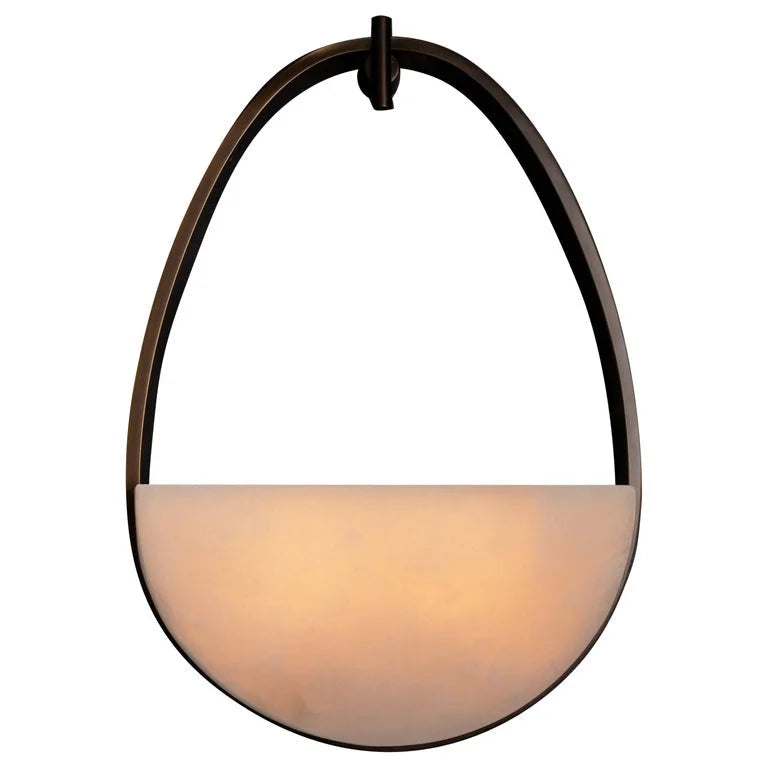 Alabaster Half Moon Wall Sconce – Antique Bronze & Marble
