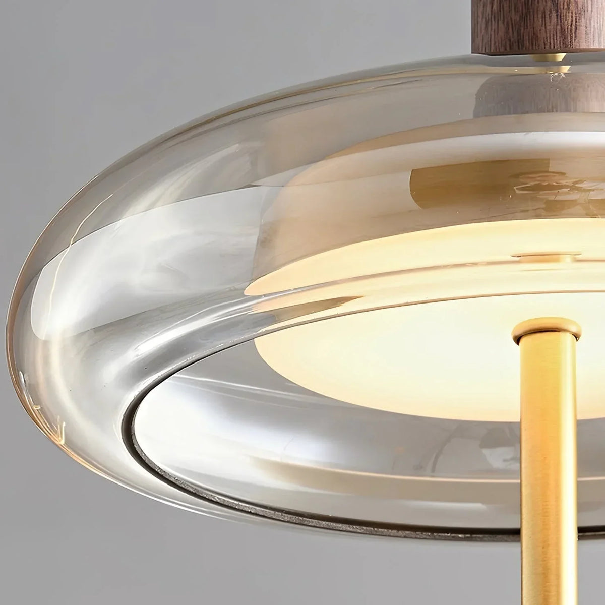 Glass Table Lamp for Bedroom and Office Desk | Small Modern Halo Disc Iron Wood Dimmable Option Casalola Lights Luxury