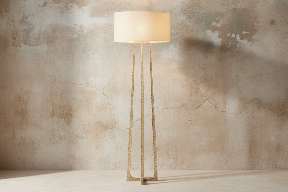 Hammered Copper Floor Lamp Linen Drum Shade | 182cm Tall E26/e27 Dimmable Option Lounge Light Casalola Lights Luxury