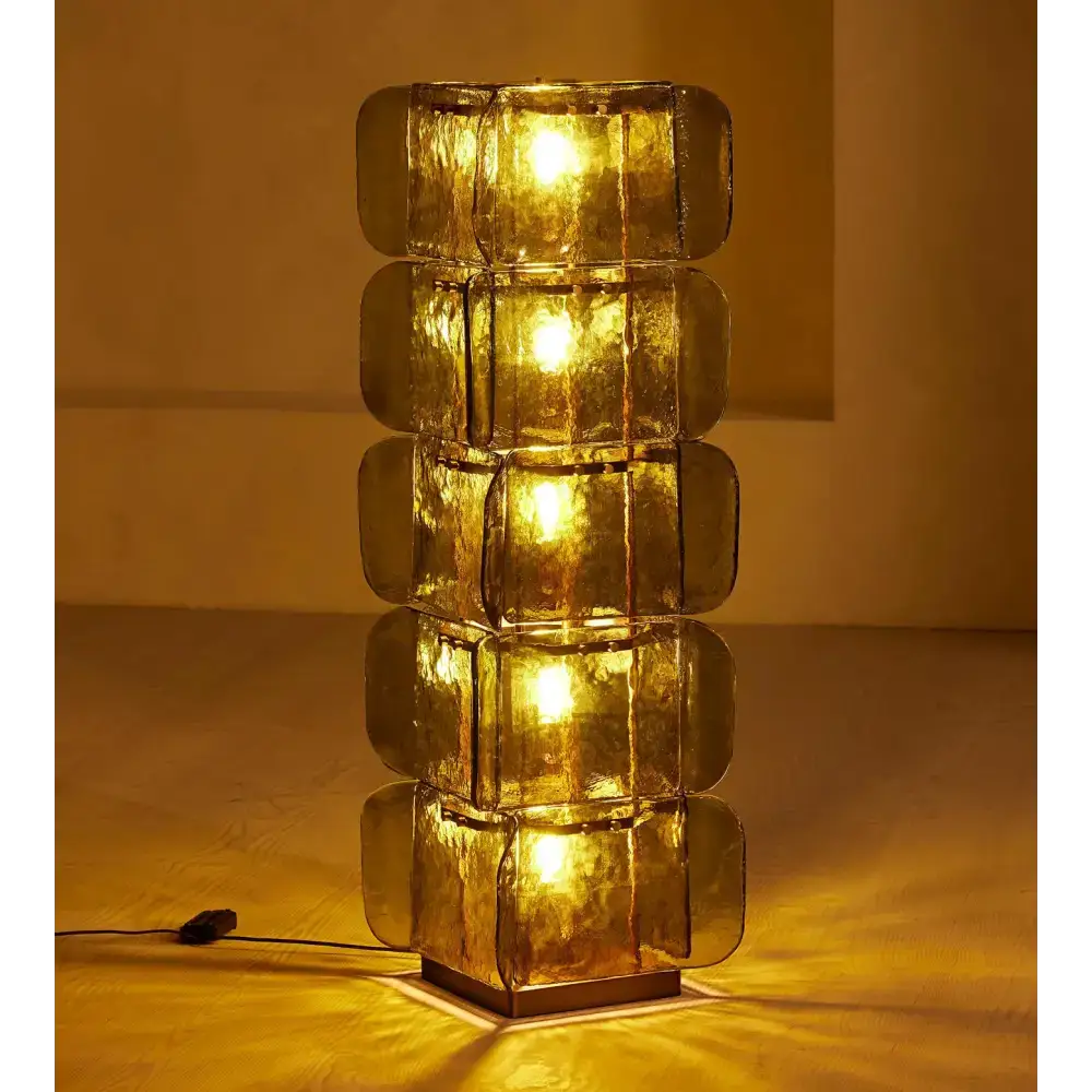 Hand-blown Murano Glass Floor Lamp | Sculptural Amber Glow - Lamps