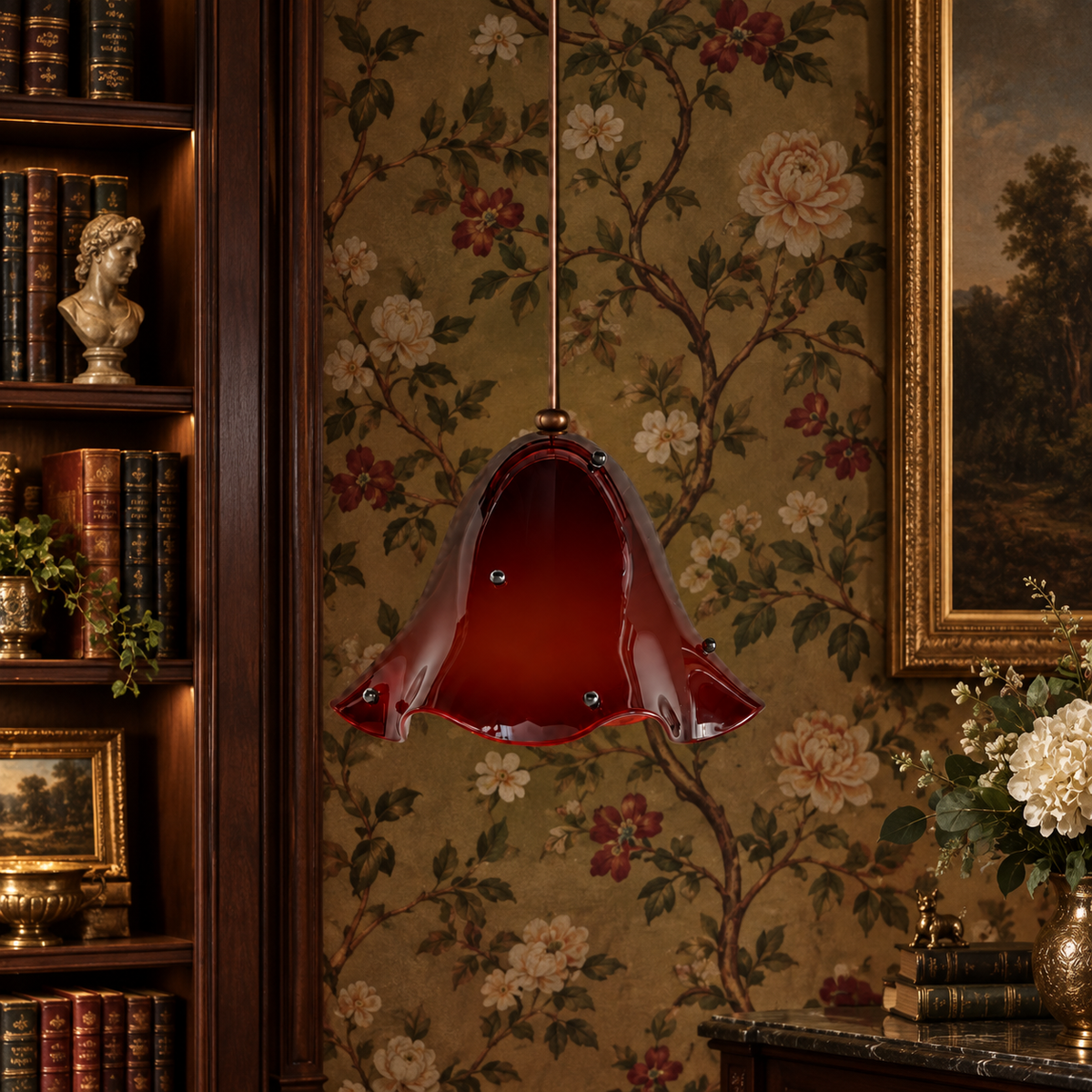 Hand-blown Amber Glass Pendant | Organic Petal 29cm Modern Kitchen & Dining Casalolalights Luxury Lamps for Interior