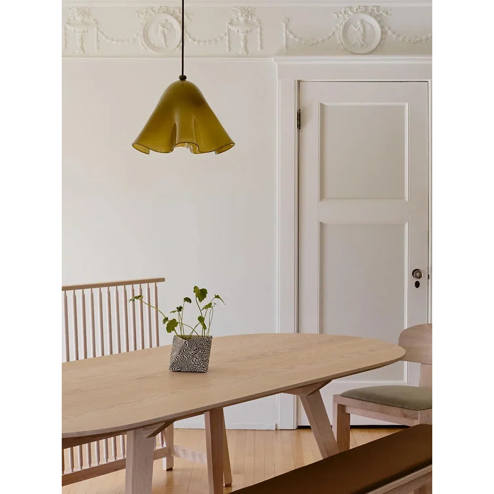 Hand Blown Amber Glass Pendant | Sculptural Botanical Accent Light