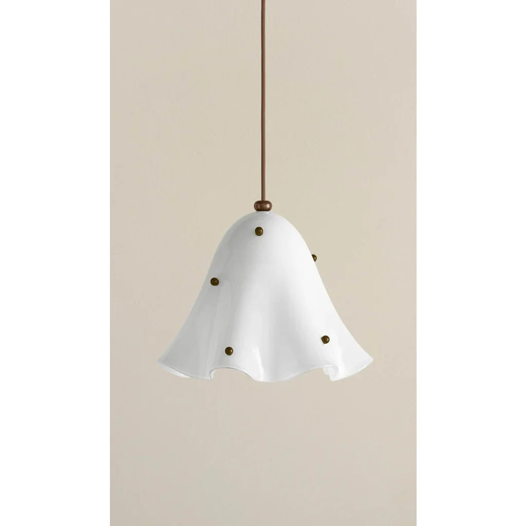 Hand Blown Amber Glass Pendant | Sculptural Botanical Accent Light