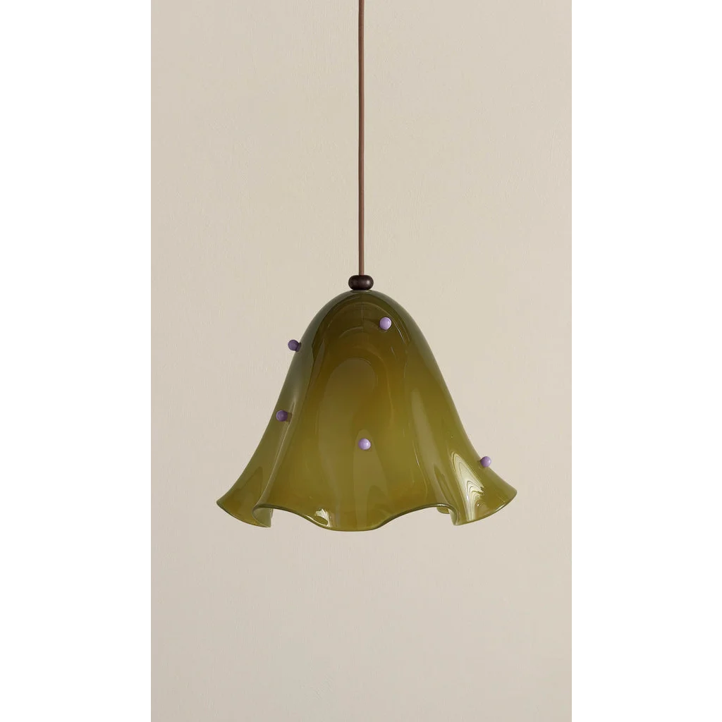 Hand Blown Amber Glass Pendant | Sculptural Botanical Accent Light