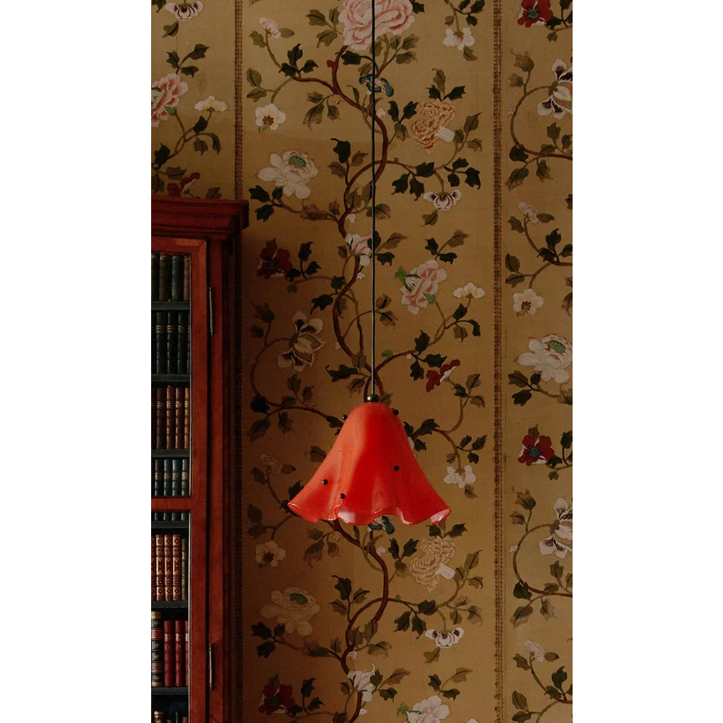 Hand Blown Amber Glass Pendant | Sculptural Botanical Accent Light