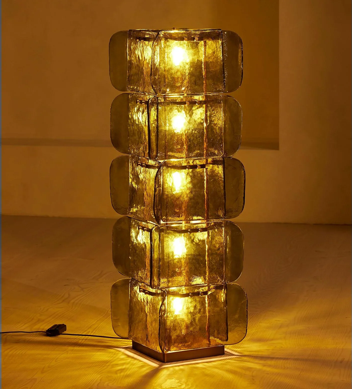 Green Hand-blown Glass Floor Lamp Iron Frame | Corner Glow 5-light Tower Mid Century Modern Casalola Lights Luxury