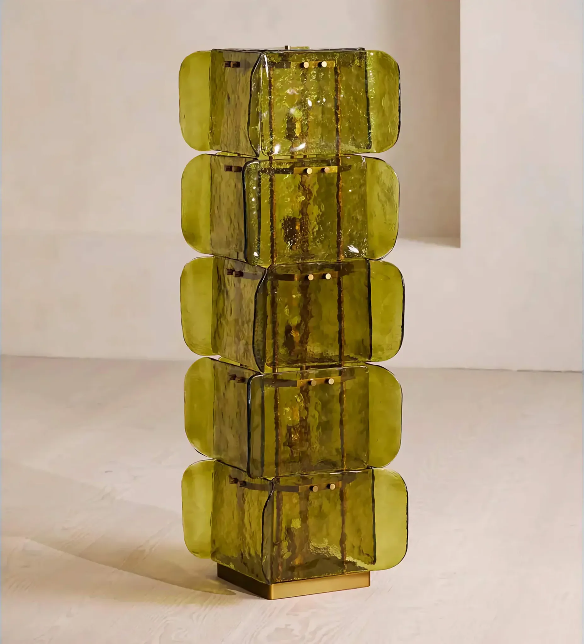 Green Hand-blown Glass Floor Lamp Iron Frame | Corner Glow 5-light Tower Mid Century Modern Casalola Lights Luxury
