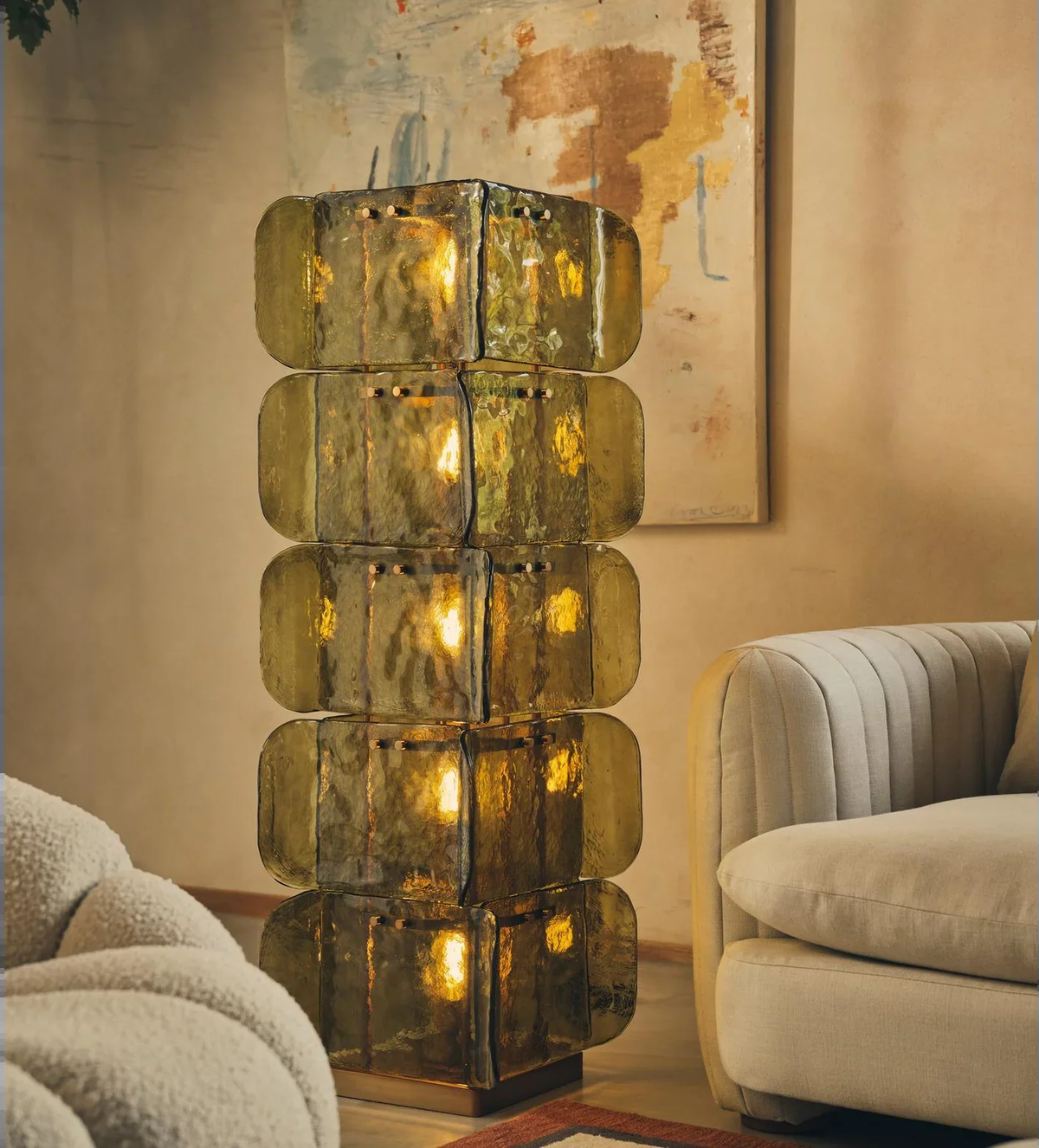 HAND-BLOWN GREEN GLASS FLOOR LAMP | CLSP255A