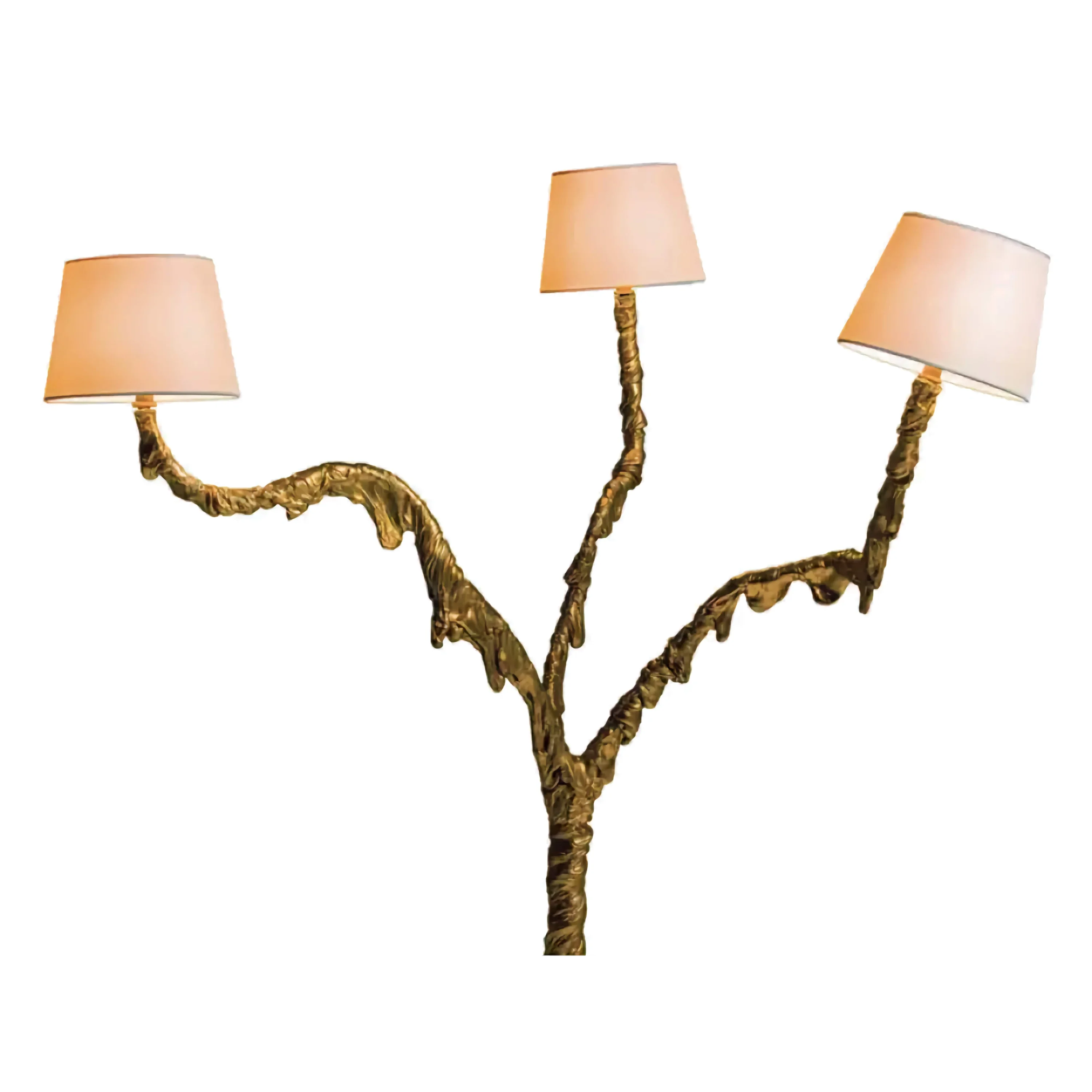 Living Room Branching Bronze Sculptural Floor Lamp – Hand Cast Organic Modern Statement Lighting with Triple Warm Glow
