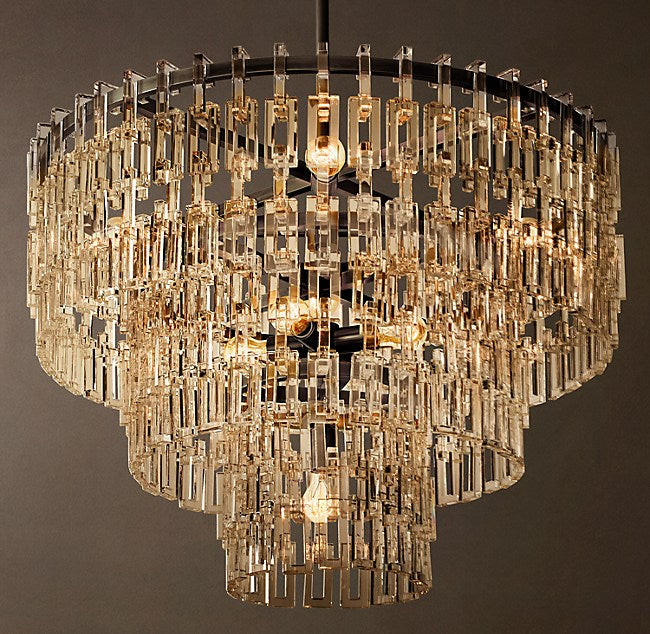 Tiered Crystal Chandelier Hand-cut K9 with Solid Black Frame | Casalola Casalolalights Luxury Lamps for Interior