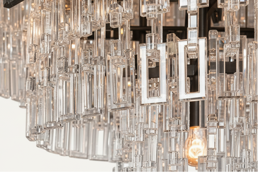 Tiered Crystal Chandelier Hand-cut K9 with Solid Black Frame | Casalola Casalolalights Luxury Lamps for Interior