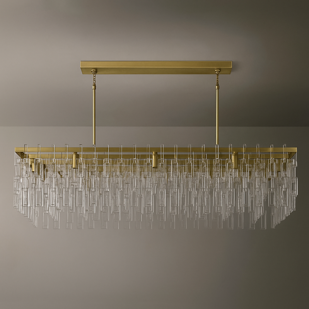 HAND-CUT CRYSTAL RECTANGULAR CHANDELIER | CLHUYL0250 - Chandeliers