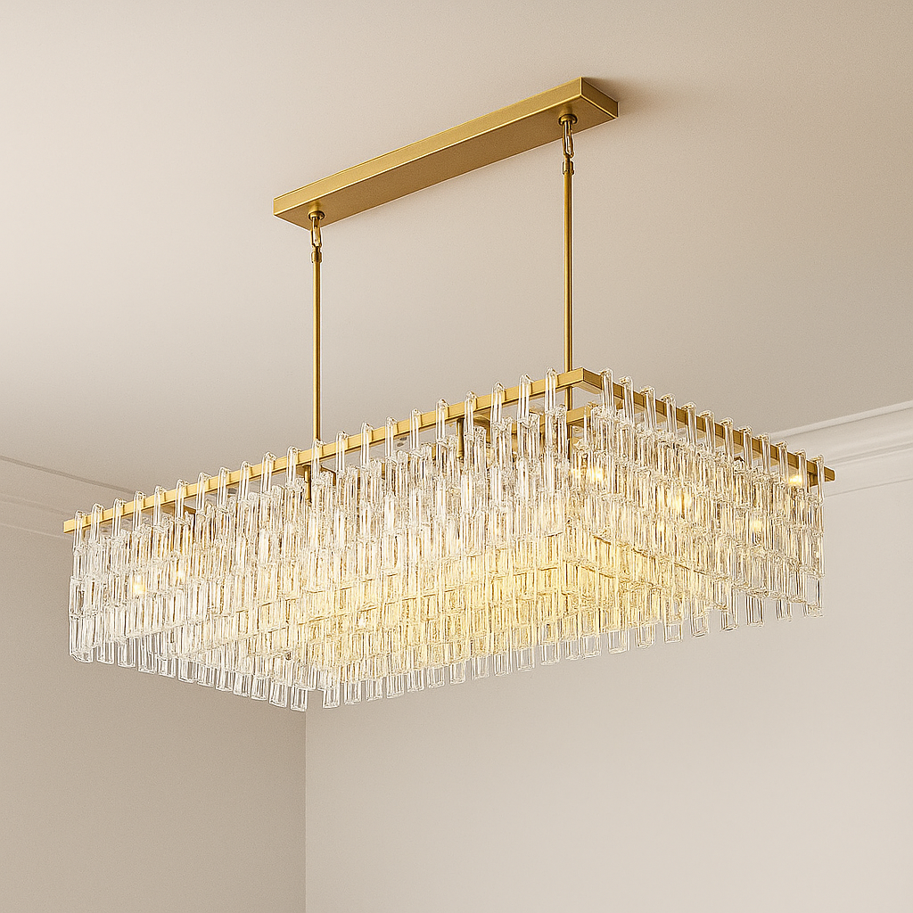 HAND-CUT CRYSTAL RECTANGULAR CHANDELIER | CLHUYL0250 - Chandeliers