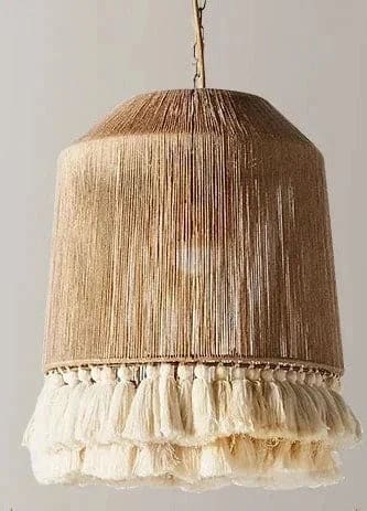 Bohemian Fringe Pendant Lights – Handcrafted Woven Rattan Hanging Lamps with Soft Tassel Detailing - Lamps