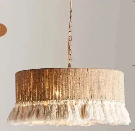 Bohemian Fringe Pendant Lights – Handcrafted Woven Rattan Hanging Lamps with Soft Tassel Detailing - Lamps