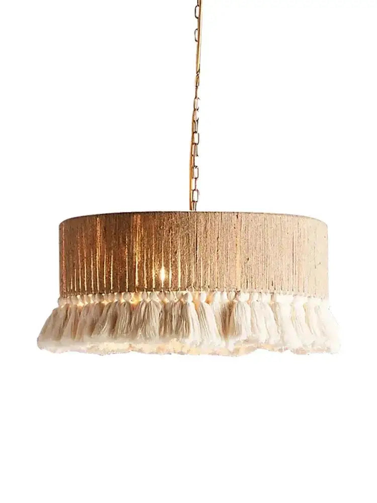 Bohemian Fringe Pendant Lights – Handcrafted Woven Rattan Hanging Lamps with Soft Tassel Detailing - Lamps