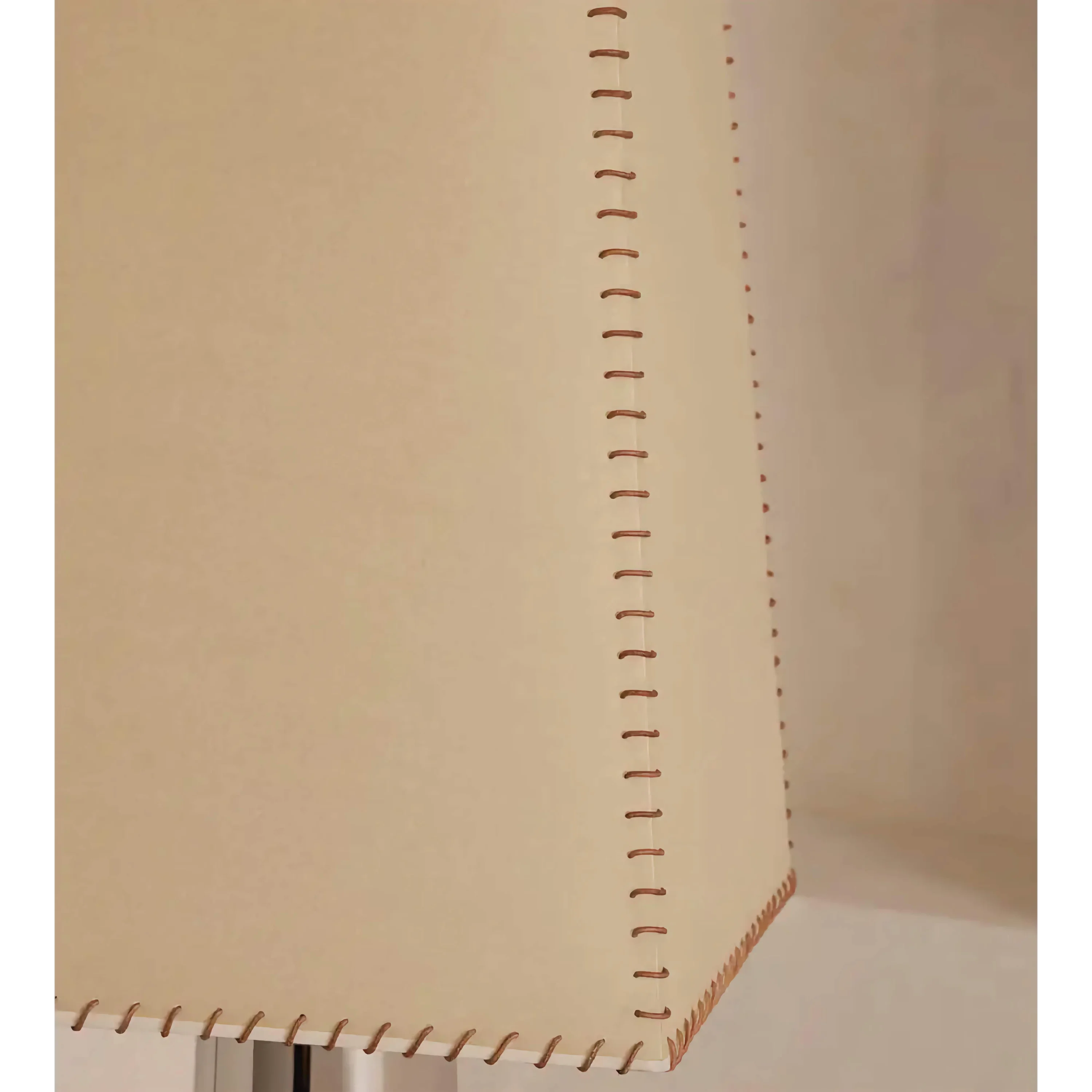 Living Room Polished Chrome & Walnut Column Floor Lamp – Mid Century Modern Statement Lighting Hand Stitched Shade Glow